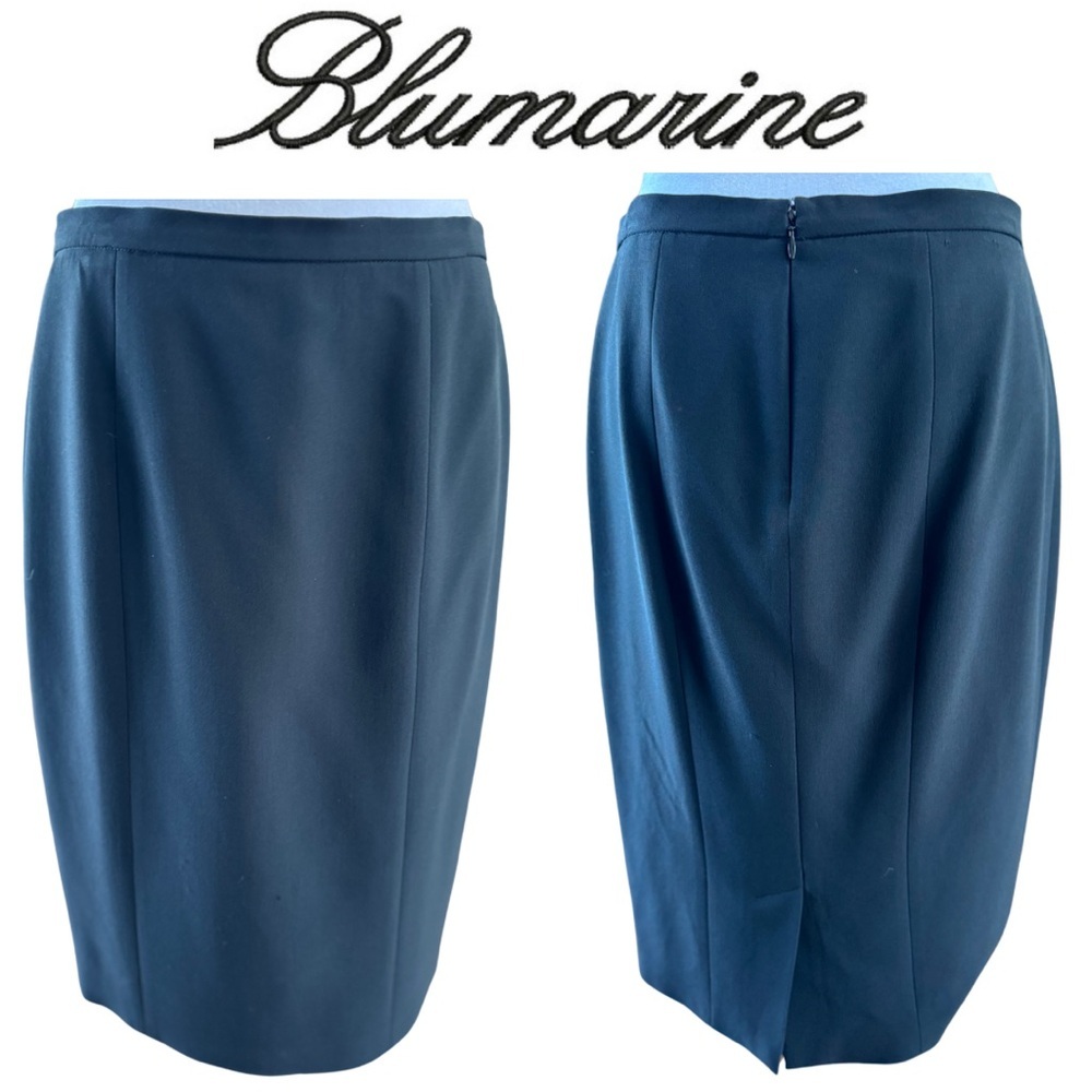 BluMarine Made in Italy Formal Tailored Black Skirt Rear Vent Italy 44 8-10 EUC